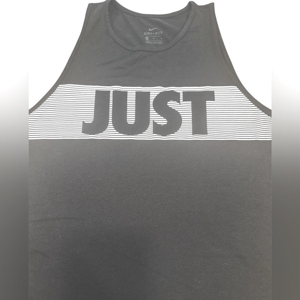 Nike Just Do It Dri Fit Tank Size Medium Black White Racerback Round Neck - Picture 4 of 11